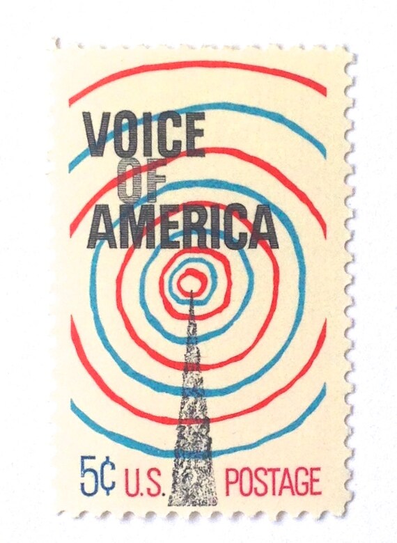 10 Vintage Radio Stamps // Unused 1967 Voice of America Stamps Etsy
