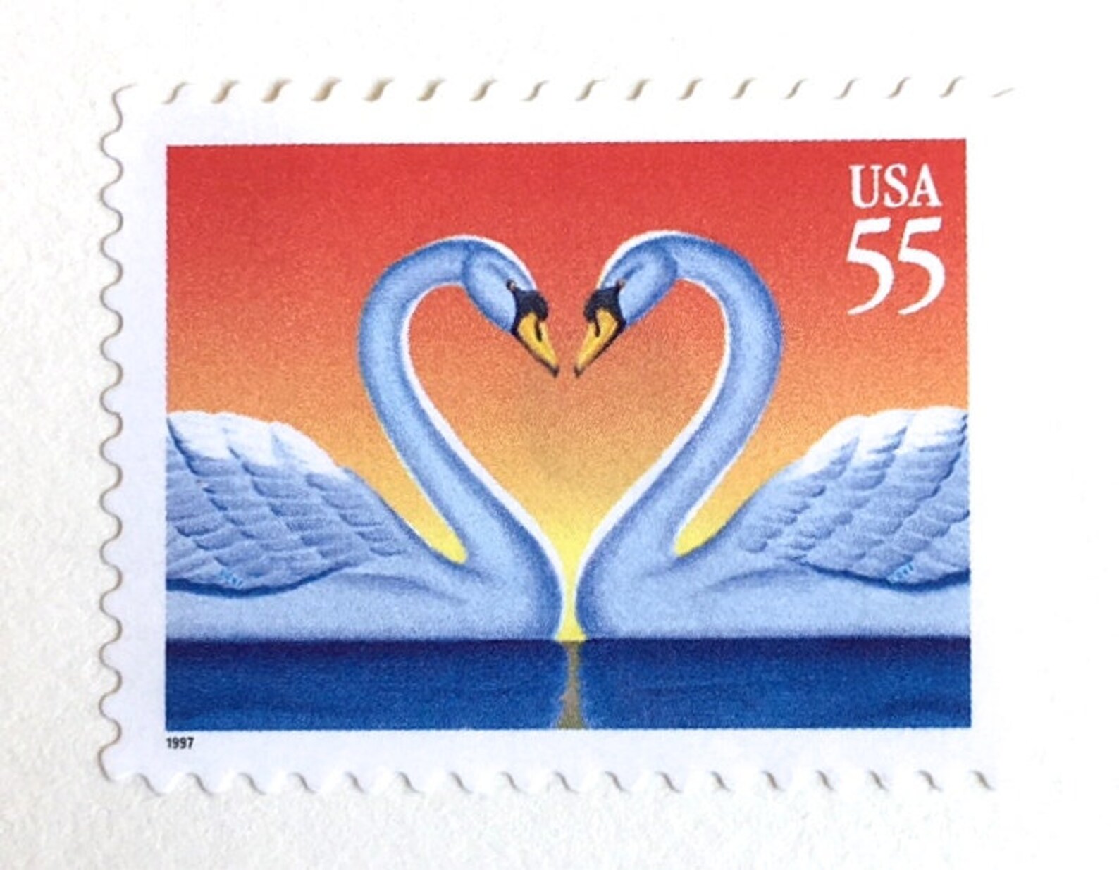 10 Love Birds Swan Stamps // 55 Cent Swans Heart Postage Etsy