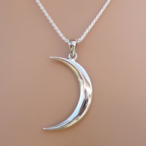 Sterling Crescent Moon Pendant on Sterling Silver Chain