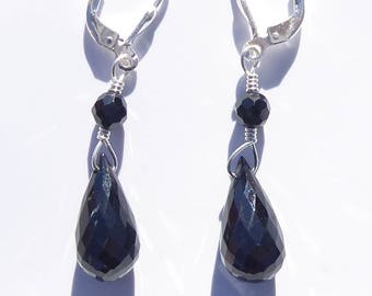 Black Spinel Gemstone Sterling Earrings