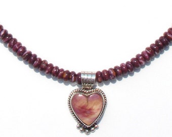 Purple Spiny Oyster Necklace: Sterling Silver Heart Pendant, Dan Dodson