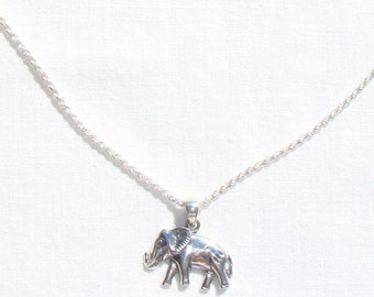 Sterling Elephant Necklace with a Sterling Elephant Pendant on a Sterling Chain