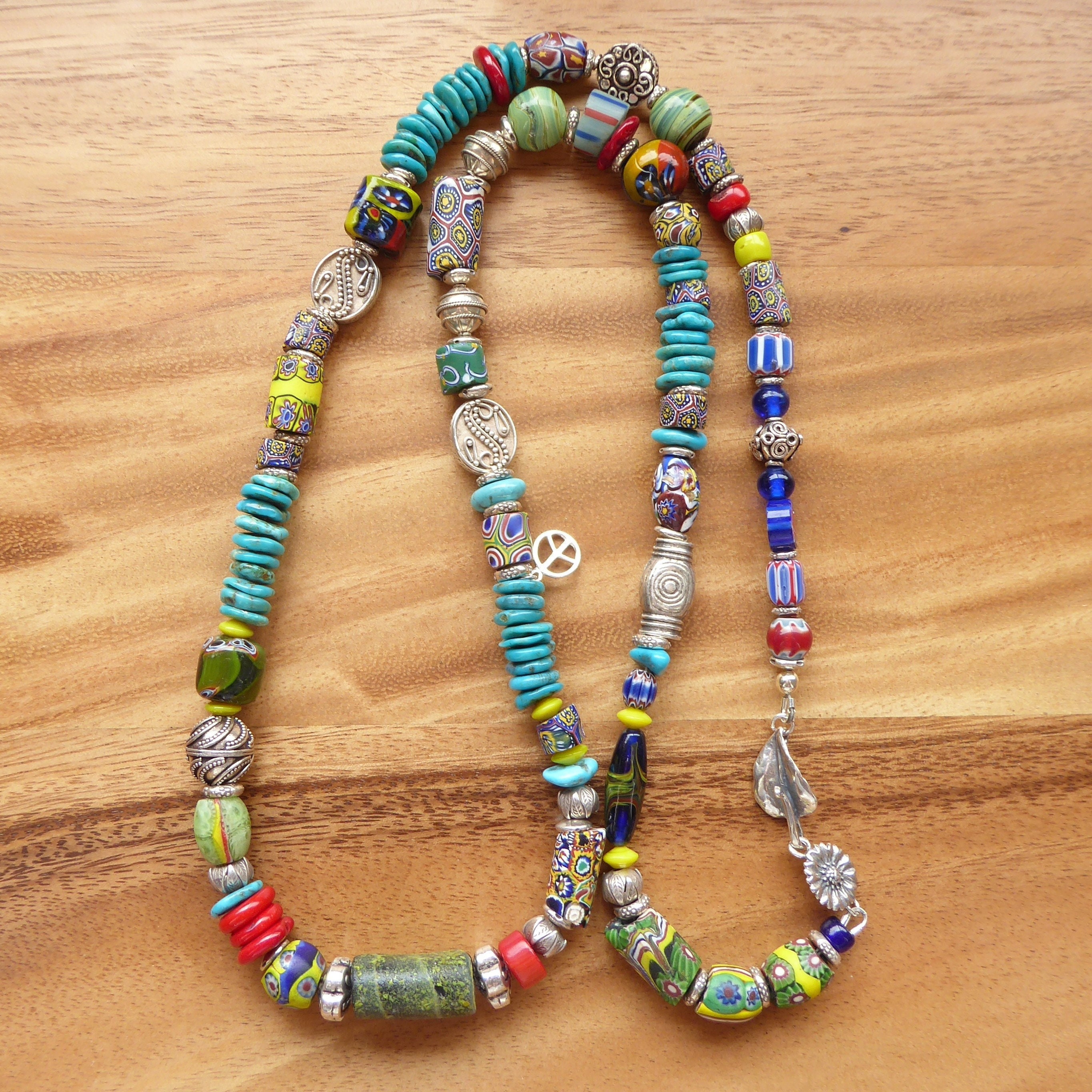 36 Colorful African Trade Bead Necklace, Antique Trade Bead Necklace, Vintage Venetian Millefiori Glass Necklace or Wrap Bracelet, Bohemian - Etsy 36 Colorful African Trade Bead Necklace, Antique Trade Bead Necklace, Vintage Venetian Millefiori Glass Necklace or Wrap Bracelet, Bohemian - Etsy
