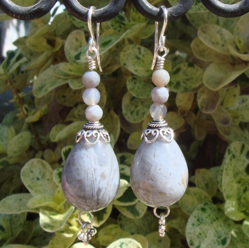 Gray Botswana Agate Gemstone Earrings image 1