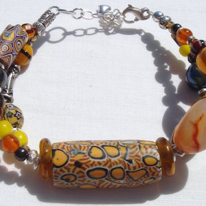 Multi Strand African Trade Bead Bracelet with Vintage Venetian African Trade Beads