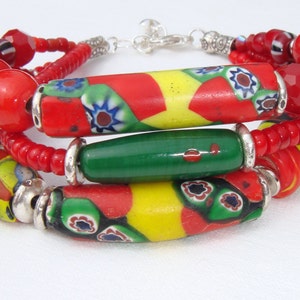 Multi Strand African Trade Bead Bracelet