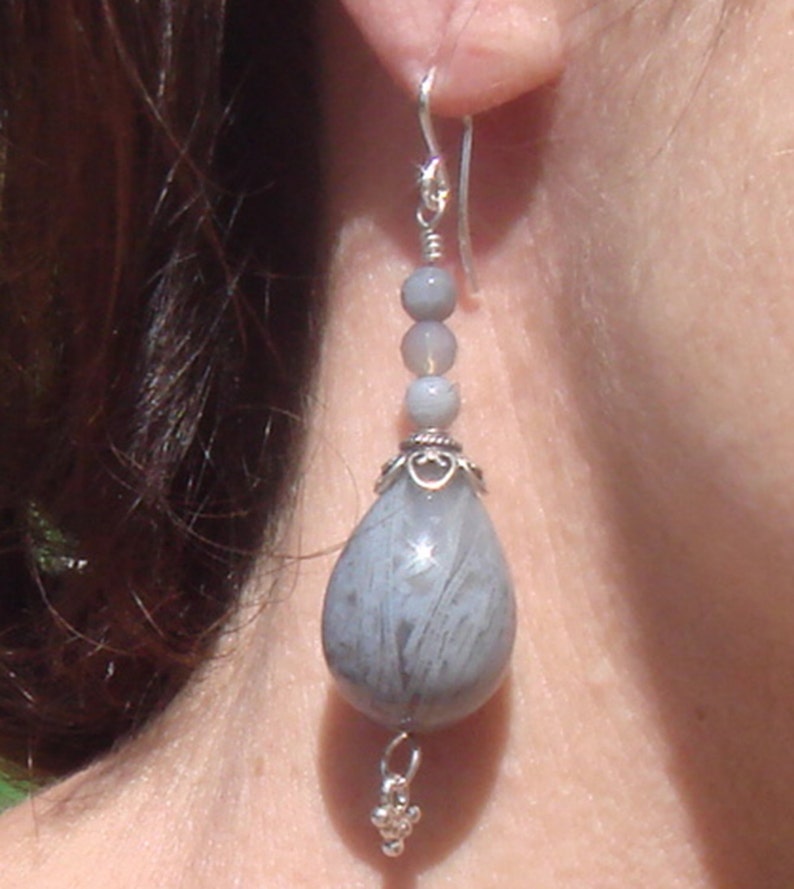 Gray Botswana Agate Gemstone Earrings image 4