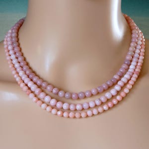 Layering Necklace, Pink Peruvian Opal Necklace, Pink Coral Necklace, Choice of Gemstone