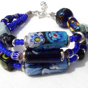 Multi Strand African Trade Bead Bracelet with Vintage Venetian African Trade Beads