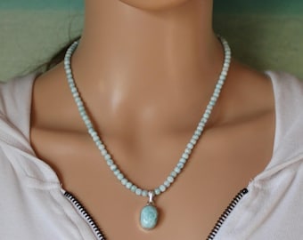 Larimar Necklace with Sterling Silver Larimar Pendant