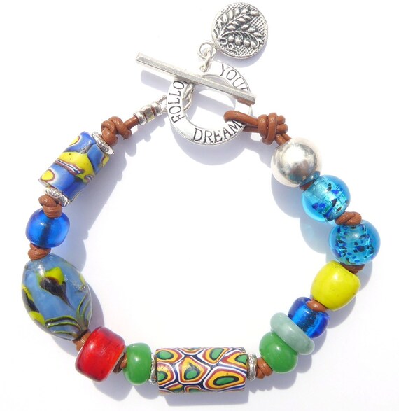 African glass outlet bead bracelet