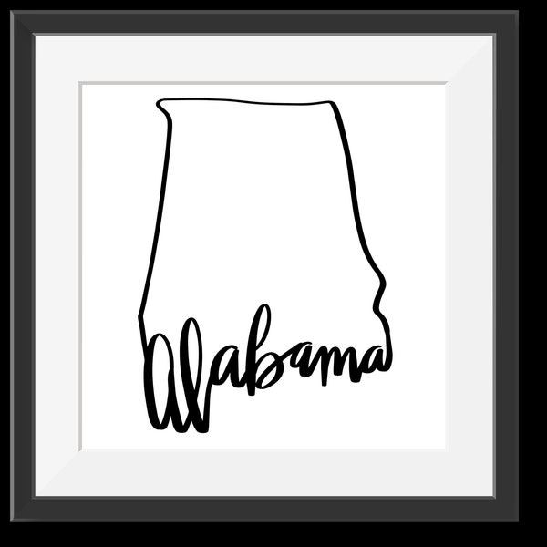 State of Alabama Digital Download 12x12 Poster, State Poster, Wall Art, Wall Hanging, Alabama, Simple Wall Art