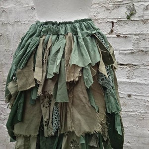 Woodland skirt, Green tattered skirt, Fairy gown, repurposed upcycled fashion, Renaissance Faire UK image 5