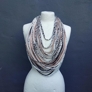 Collana con sciarpa in tessuto con stampa animalier, sciarpa infinita tribale per festival, costume da fata Burning Man
