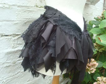 Pirate costume, Black Bustle, Women's Clothing, Steampunk, Gothic, Upcycled Bustle, Over skirt, Art to Wear