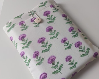 Scottish Thistle Book Sleeve, Floral Book Bag, Book Protector, Book Pouch, Bookworm, Bookish Gift, Book Sleeve With Pocket UK
