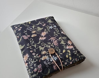 Floral Padded Book Sleeve, Botanic Book Protector, Bookworm Gift, Medium