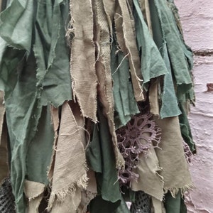 Woodland skirt, Green tattered skirt, Fairy gown, repurposed upcycled fashion, Renaissance Faire UK image 8