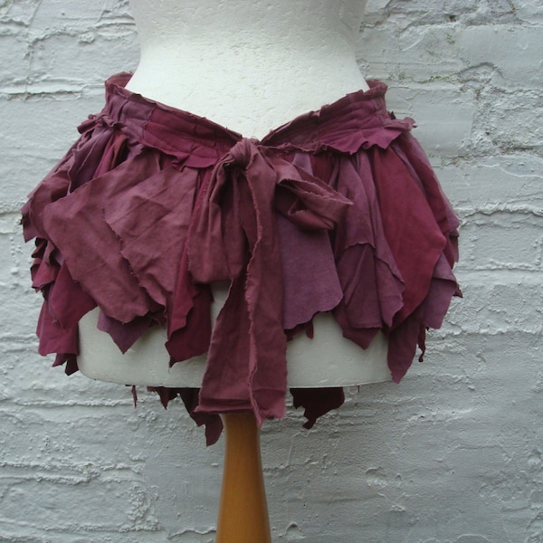 Pixie Skirt Bustle Upcycled Woman's Clothing Tribal Tatterd Wild Shredded  Distressed Cotton Lace Hand Dyed Layers