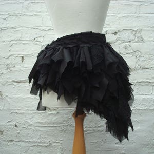 Upcycled Black Bustle, Tattered Lace Overskirt, Art to Wear