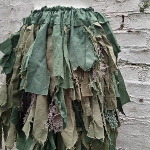 Woodland skirt, Green tattered skirt, Fairy gown, repurposed upcycled fashion, Renaissance Faire UK image 2