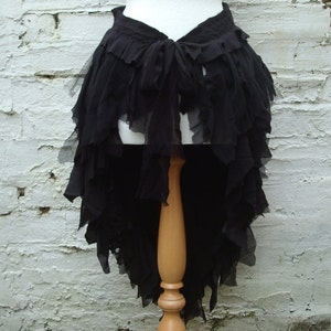 Black bustle Tattered bustle Black overskirt Woman&#39;s Clothing Dark  Mori Girl Cosplay Gothic Lace Tribal Psy Lace Layers Ruffles Gothic uk