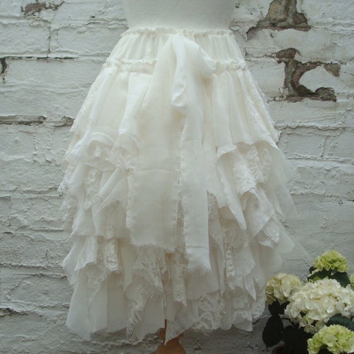 Tattered Wedding Skirt Bridal Skirt Shredded Short Skirt - Etsy