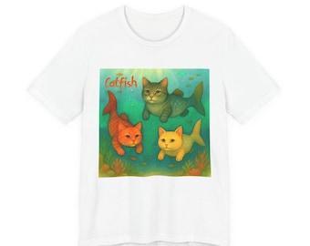 Catfish Cartoon Unisex Tee: Whimsical Cat-Fish Design