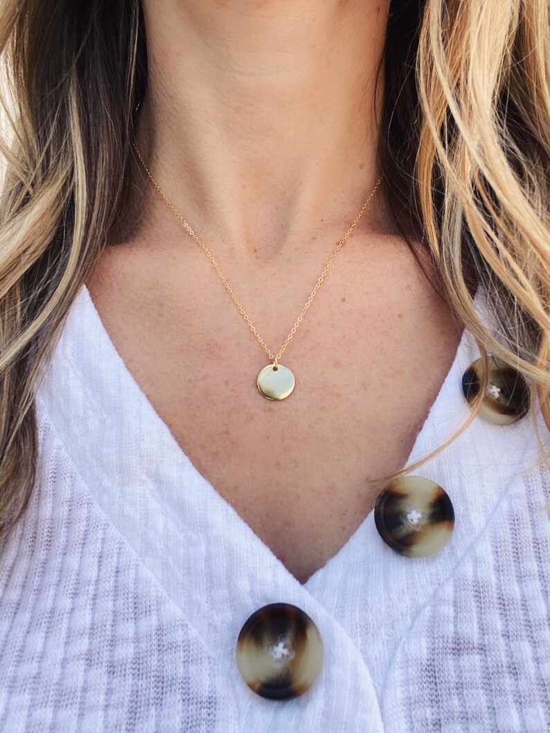 gold-plated gifts for mom CUSTOM initial necklace tiny circle pendant dainty gold necklace cursive necklace hand-stamped jewelry