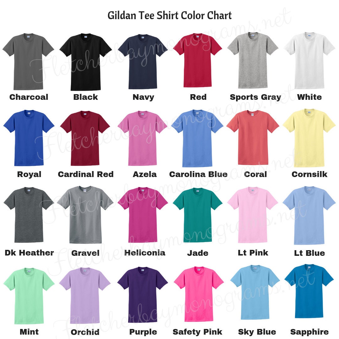Gildan T Shirt Color Chart 2017