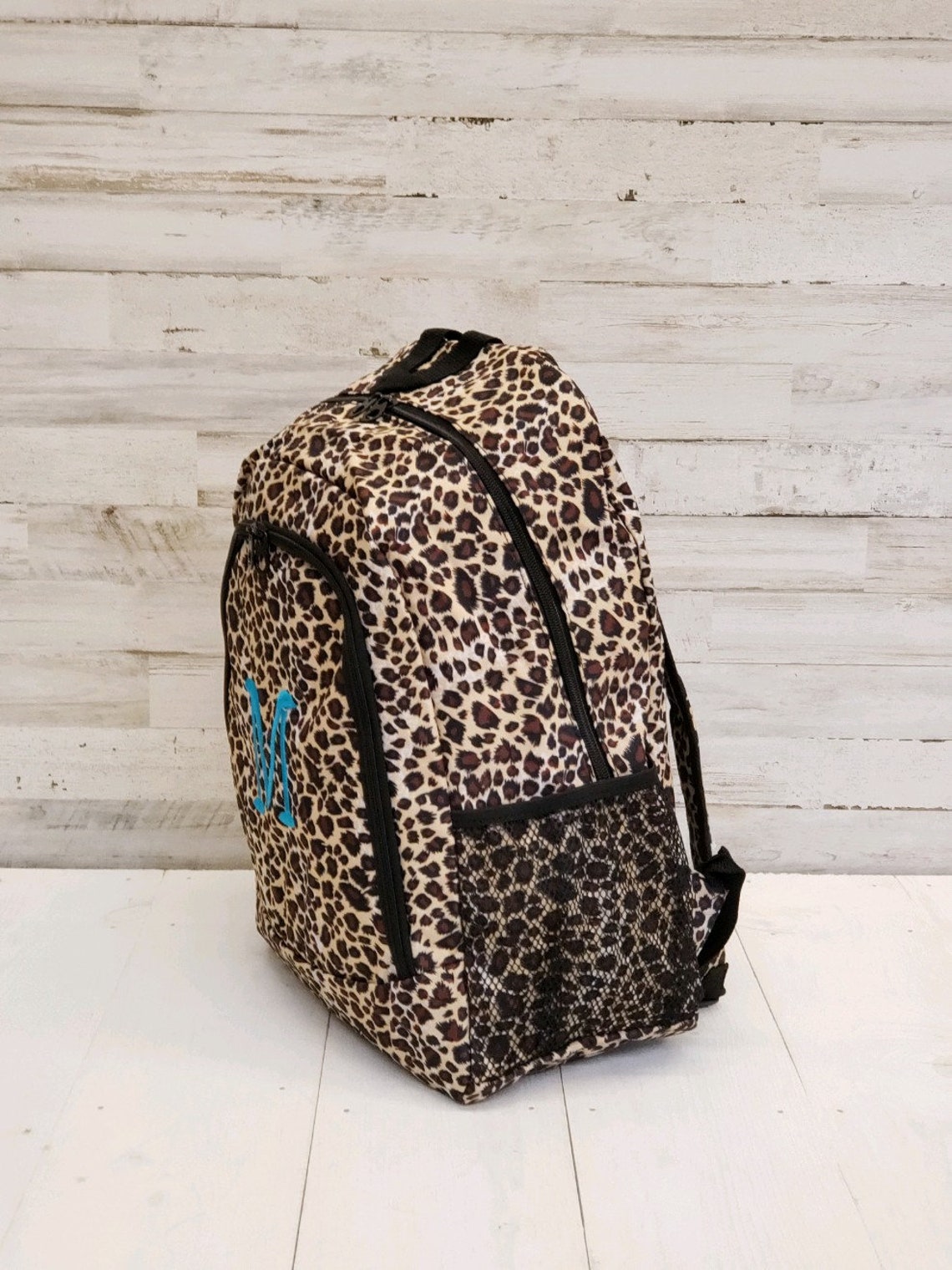 Brown Leopard Cheetah Monogram Backpack Leopard Cheetah Etsy