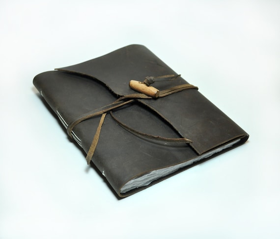 Genuine Leather Bound Sketchbook With Button Closure 