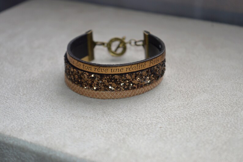 Bracelet 3 leather make your dream a reality brass toogle clasp findings