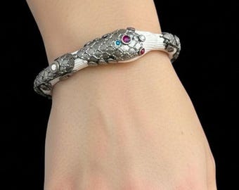Brazalete delgado y ornamentado "ouroboros" (serpiente que se come su cola) (versión de hueso)