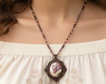 Collar colgante de macramé con glicina