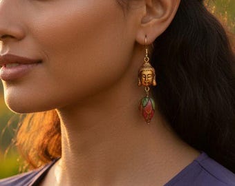 Pendientes de buda y capullo de loto