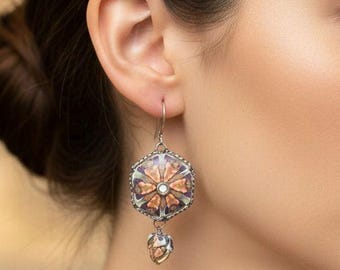 Pendientes colgantes hexagonales de inspiración suroeste