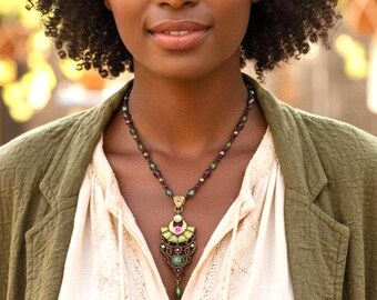 Bollywood-inspired macrame pendant necklace