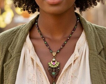 Bollywood-inspired macrame pendant necklace