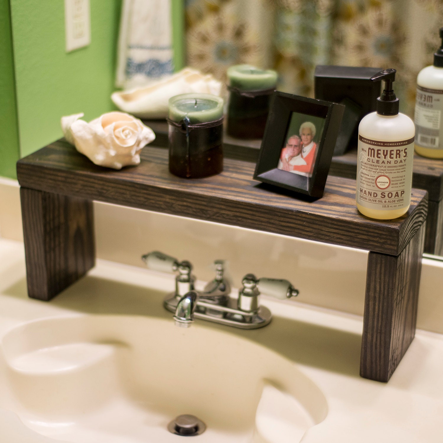 Rustic Wood Shelf Bathroom Sink Shelf Moden Farmhouse Bathroom Decor Plant Shelf Wood Plant Stand Countertop Shelf Storage Shelf