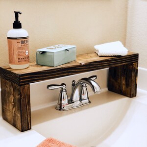 Wood Shelf, Bathroom Sink Shelf, Bathroom Decor, Plant Shelf, Wood Plant Stand, Countertop Shelf, Storage Shelf image 2