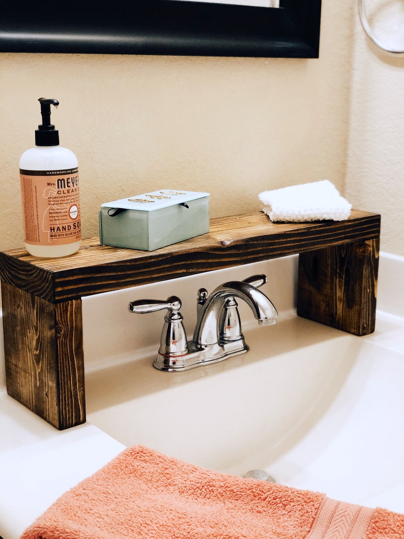 Wood Shelf, Bathroom Sink Shelf, Bathroom Decor, Plant Shelf, Wood Plant Stand, Countertop Shelf, Storage Shelf image 2