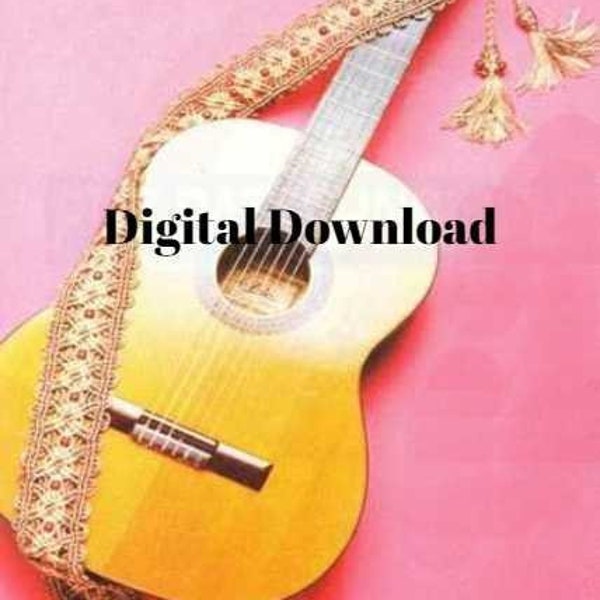 Macrame Guitar Strap Pattern, Vintage 70s Hippie Boho, Jute Hemp Knot Tying, Belt Banjo Guitar Mandolin, Hemp Strap, PDF Digital Download