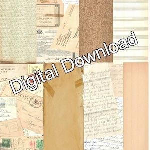Digital Vintage Ephemera Journal Page Kit, Journals, Glue Book, Mixed Media, Perfect Journals, Scrapbooking, Digital Download, 8 digital pgs