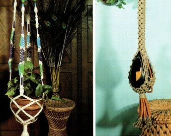 Patrón de ganchillo Macrame, Amor Macrame, Búho Hippie BoHo, Atar nudos de yute, Colgador de plantas, Libro electrónico vintage de 1977, PDF instantáneo, Descarga digital