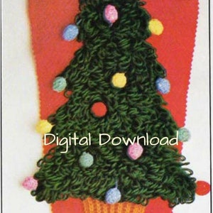 Christmas Stocking Pattern, Christmas Tree, Vintage Crochet Christmas Socks, PDF Instant, Digital Download
