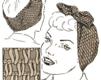 Patrón de ganchillo Rosie Riveter, turbante vintage de los años 1940, diadema, patrón de ganchillo de la Segunda Guerra Mundial, PDF instantáneo, descarga digital