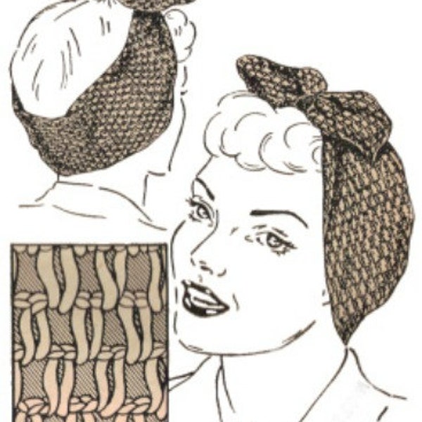 Rosie Riveter Crochet Pattern, Vintage 1940's Turban, Headband, WW II Crochet Pattern, PDF Instant, Digital Download