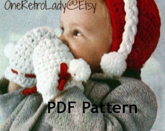 Hat and Mitten Crochet Pattern, Cap Pattern, Up to 2 Years Size, Vintage 1950, PDF Instant, PDF Instant, Digital Download