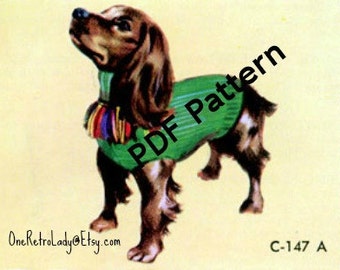 Patrón de punto suéter para perros, Vintage 1952, 2 tamaños, manta para perros pequeños, PDF instantáneo, descarga digital